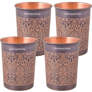 Collection Vintage Produit le plus récent Conception de gravure en cuivre pur Gobelet en cuivre de taille personnalisée pour la salle de sport Yoga Vin de mariage à domicile utilisé - Product Image 3