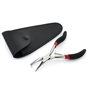 Pince à micro-anneaux professionnelle pour extensions de cheveux, à nez courbé, avec poignée noire, outils pour extensions de cheveux, emballage personnalisé - Product Image 4