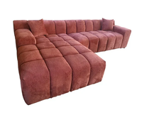 Ensemble de canapés modulaires en tissu personnalisables et modernes avec canapé-lit double rafraîchissant, pieds en bois et rembourrage en mousse pour salon et atelier