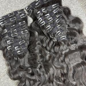 Extensiones de Cabello Humano Natural Ondulado de Lujo 100% Premium, Doble Trama, Cutícula Alineada, Clip-In al por Mayor - Product Image 3