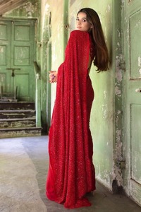 Proveedor indio Beautiful Georgette Fancy Sequence Work Saree para mujer Boda Fiesta de cumpleaños Wear Colección moderna - Product Image 2