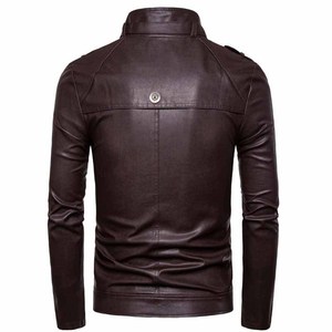Veste en cuir pour hommes de grande taille conçue sur mesure coupe ajustée de qualité avec col montant matériau de toile élégant à la mode - Product Image 6