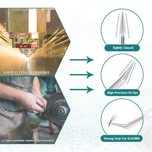 Pinzas para Extensión de Pestañas Kaamir KI-LT-2583 de Acero Inoxidable Antimagnéticas con Punta Lisa de 10 mm para Pestañas de Volumen y Clásicas - Product Image 6