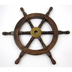 High Quality Classic <b>Wooden</b> Ship Wheel Nautical Maritime Brass Steering Wall Decorative Business Gift Marine Supplies - Product Image 4