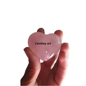 Quartz Heart Rose Quartz Heart Ring for Export from India Premium Quality Quality Rose Crystal Feng Shui Love Carved 1 Color