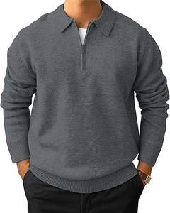 Sudadera de Punto para Hombre, Manga Larga, Cuello Camisero con Botones, Corte Regular, Color Sólido, para Invierno, Diseño Digital - Product Image 5