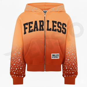 Respirant poids lourd fermeture éclair à capuche personnalisé 100% français éponge sweat à capuche Streetwear strass fermeture éclair à capuche pour hommes - Product Image 5