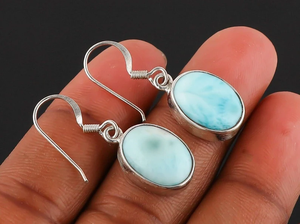 Pendientes colgantes de piedras preciosas de Larimar Natural de Plata de Ley 925, accesorio de moda con diseño de gota de lágrima llamativo Adorable - Product Image 3