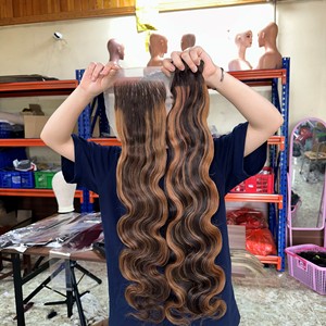 Vente en gros d'extensions de cheveux vietnamiens Remy de haute qualité Body Wave paquets à double tirage Lace Front lisse brut expédition rapide par DHL - Product Image 1