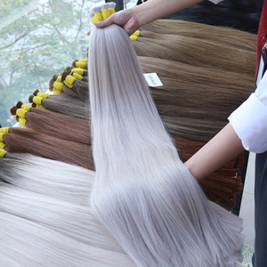Vente en gros 60 cm blond cendré 100% Extensions de cheveux vietnamiens vierges Super doublement étirés en vrac pour la trame de génie couleur blond cendré - Product Image 1