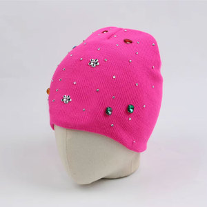 Cute Hand Embroidered Punk Style Beanie Hat for Adults Unisex <b>Winter</b> <b>Cap</b> in Yellow Black Pink Colors with Sequin Decoration - Product Image 2