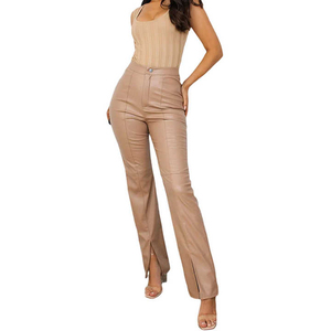 Gran oferta, ropa Sexy a la moda para mujer, Color sólido, ahuecado, pantalón de cuero a la moda, pantalones/pantalones para mujer, oem - Product Image 4