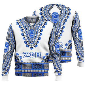 Sudadera Azul Bordada de la Hermandad Zeta Phi Beta, Estilo Cuello Redondo, Año 1920, Ropa Griega para Mujer - Product Image 3