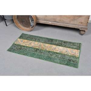 พรมขนแกะสีเหลืองสีเขียวสไตล์วินเทจ3.2ft 1.5ชิ้นดีไซน์งานเย็บปะติดสไตล์ตุรกีสำหรับโถงทางเดินทรงสี่เหลี่ยมผืนผ้าขนาดใหญ่สำหรับน้ำยาง - Product Image 4