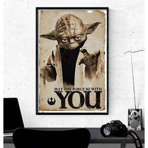 Póster moderno de Star Wars con Yoda, arte de pared con marco negro, que la Fuerza te acompañe - Product Image 2