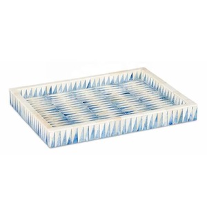 Modern Minimalist Blue Bone Inlay Tray Stylish Decorative Tray For Coffee Table Kitchen Dining And Elegant Home Decoration - Product Image 4