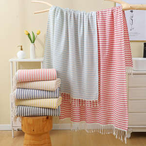 <span class=keywords><strong>Toalla</strong></span> de <span class=keywords><strong>Playa</strong></span> de Algodón Estilo Turco con Borlas, Antiarena, Secado Rápido, Ligera, con Logotipo Personalizado, Jacquard Moderno a Rayas para el Verano - Product Image 1