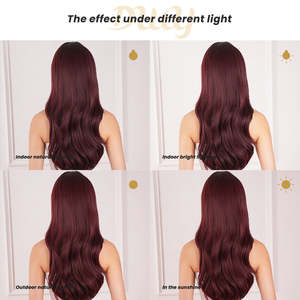 Jessi-DWy 26 Inches Long Natural Wavy Glueless Synthetic <b>Wig</b> Bangs for Women 32 Inches Stretched Length 2 Shades Loose Wave - Product Image 6