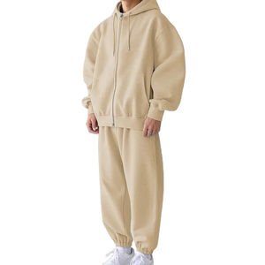 Nuevo Conjunto Deportivo de Hombre, 100% Algodón, Talla Grande, con Cremallera, Hombros Caídos, Doble Cremallera, Color Liso, Ropa Urbana para Invierno - Product Image 6