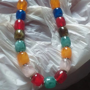 Collares de cuentas de resina de mosaico personalizados para mujeres-Joyas de piedras preciosas personalizables - Product Image 1