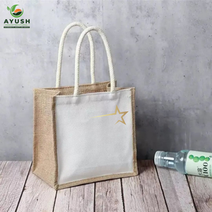 Sacs de courses en coton blanc AYUSH, fabriqués en jute avec du coton intégré, pour les épiceries et les centres commerciaux - Product Image 2