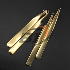 แหนบปลายแหลมสำหรับต่อขนตาพลาสม่าสีทองติดฉลากได้ตามต้องการแบบมืออาชีพ - Product Image 6