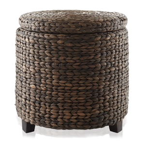 Bon choix tissé à la main naturel jacinthe d'eau pouf tabouret rond stockage pour salon tabourets poufs en gros du Vietnam - Product Image 5