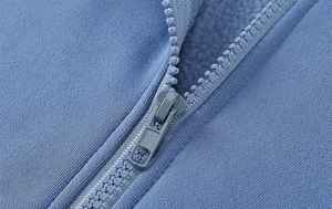 Sudadera con capucha de lana de Color sólido de talla XS para hombre, ropa bordada con diseño de cremallera estilo Hip Hop de Otoño de gran tamaño para invierno - Product Image 3