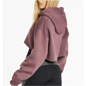 Women's Summer Crop <b>Top</b> Hoodies with <b>Personalised</b> Logo Factory Price Private Label - Product Image 2