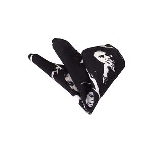 Black and <b>White</b> Bob Marley Printed Reggie <b>Pocket</b> <b>Square</b> - Product Image 1