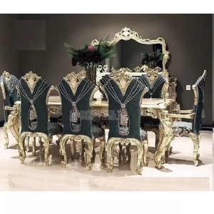 Exclusive French Look ชุดเฟอร์นิเจอร์ห้องรับประทานอาหาร,เฟอร์นิเจอร์ห้องรับประทานอาหารวิลล่าหรูหราหรูหราแกะสลักด้วยมือ8ที่นั่งห้องอาหาร - Product Image 1