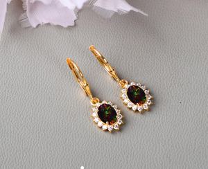 Black <b>Opal</b> Leverback <b>Earrings</b> 925 Sterling Silver 14K Gold Plated Oval Drop Birthstone Jewelry For Women - Product Image 6