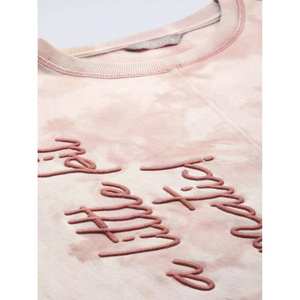 Conjunto informal de lana de algodón rosa para bebé para mujer, conjunto Bordado de lana Tiedye, pantalones para correr de 2 piezas y sudadera, primavera otoño 2025 - Product Image 3