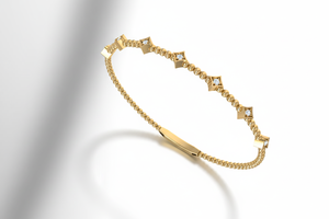 Bracelet en diamant en forme d'étoile Pansak Or 14 carats |   Bracelet de luxe en diamants naturels |   Diamant taille brillant 0,15 CTTW, 7 pièces, rhodié - Product Image 4