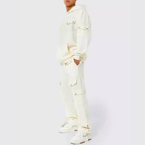 Ensemble de pulls à capuche et de pantalons de survêtement pour hommes, cargo à logo personnalisé, combinaison flop cargo, survêtement avec poche, pantalon évasé - Product Image 1