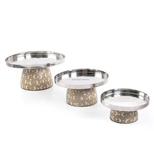 Juego de 3 soportes de dátiles de madreperla de Metal decorativos de Ramadán para cuencos de frutas secas de Chocolate Soporte redondo para servir postres - Product Image 5