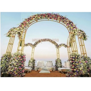 Mandap Metálico de Lujo para Bodas al Aire Libre, Decoración de Moda para Bodas en la Playa, Mandap Metálico Impresionante para Velas al Aire Libre, EE. UU. - Product Image 1