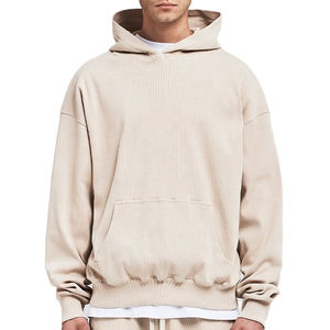 Pull-over à capuche épais en coton pour hommes 100% coton tendance de la rue OEM logo personnalisé pull-over à épaules tombantes blanc poids lourd - Product Image 1
