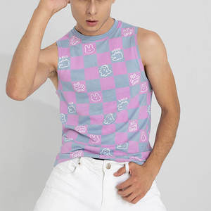 Camiseta sin Mangas para Hombre, de Alta Calidad, Informal, para Gimnasio y Fitness, Material de Poliéster, Diseño a Cuadros, Transpirable, Ecológica, Talla Grande - Product Image 3