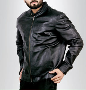 Chaqueta de Invierno de Cuero Genuino para Hombre, Diseño de Diseñador, Venta al por Mayor OEM, Cuello Alto, Logotipo Frontal, Impermeable, Resistente al Viento, Color Personalizado, Ropa Exterior - Product Image 3