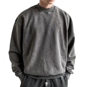 Sweat-shirt pour homme personnalisé, surdimensionné, délavé à l'acide, col rond, coton, molleton français, lourd, brodé, sweat-shirt à capuche en poudre - Product Image 5