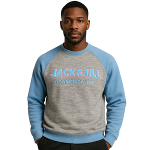 JACK JILL America เสื้อสเวตเชิ้ตแขนเสื้อแร็กแลนสีเทาผ้าฝ้าย100% ปักลายกำมะหยี่สีดำ Civic Professional - Product Image 1