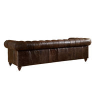 Canapé Chesterfield 3 places de luxe moderne, super doux, capitonné, en cuir véritable, meubles de salon en bois pour villa
