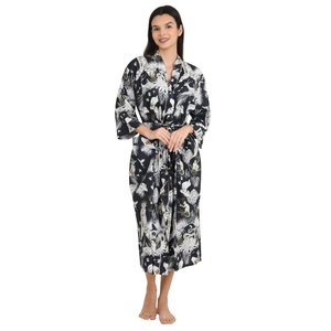 Boho Style Lightweight Cotton Kimono Indian Handprinted Jungle Print Pattern Luxury Summer <b>Beach</b> House <b>Robe</b> & Yacht Cover-Up - Product Image 4