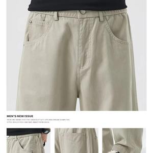 Pantalones ecológicos naturales para hombre, transpirables, frescos, Retro, sueltos, rectos, para restaurante, Primavera Verano 2025 - Product Image 5