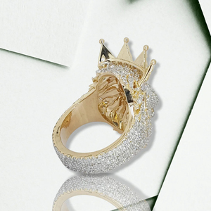 Anillo de Hombre con Diseño de Cabeza de León, Chapado en Oro de 14K y Plata de Ley 925 con Incrustaciones de Moissanita VVS, Estilo Hip Hop - Product Image 5