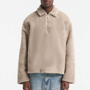 Custom Mens <b>Sherpa</b> <b>Fabric</b> Half Metal Zipper Jackets Winter Warm Unisex <b>Sherpa</b> Fleece Jacket - Product Image 1