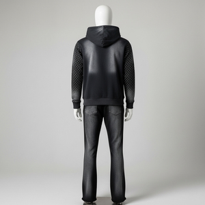 Conjunto Deportivo de Alta Gama para Hombre, en Algodón Puro, con Cierre Personalizado, Estilo Urbano Retro, Apliques Bordados y Pedrería Termoadhesiva - Product Image 3