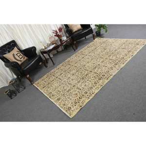 Tapis en laine marron beige classique 5x8ft Style turc Patchwork Rectangle soutenu en latex pour salon chambre ou Bedside-4m largeur - Product Image 2