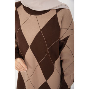 เสื้อสเวตเตอร์ถักลายกาแฟสไตล์ลำลองสำหรับฤดูใบไม้ร่วงสไตล์บาคลาวา - Product Image 5